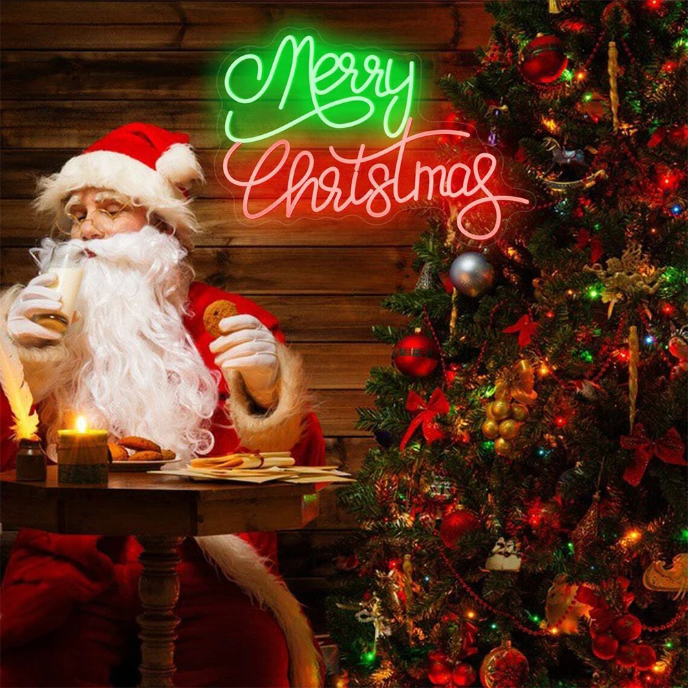 

Merry Christmas Neon LED Sign to Celebrate the Christmas Holiday Decorate the Elderly Neon Lights decorations