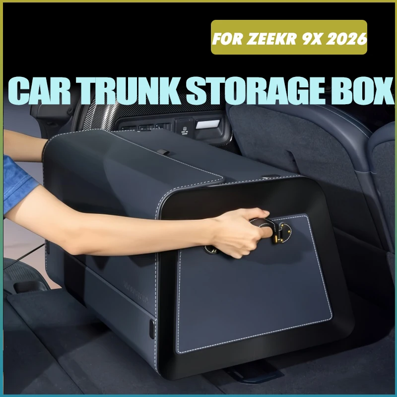 Car Trunk Storage Box Fit for ZEEKR 9X‌ 2026 Modified Car Trunk Leather Magnetic Absorption Storage Box Folding Storage Box