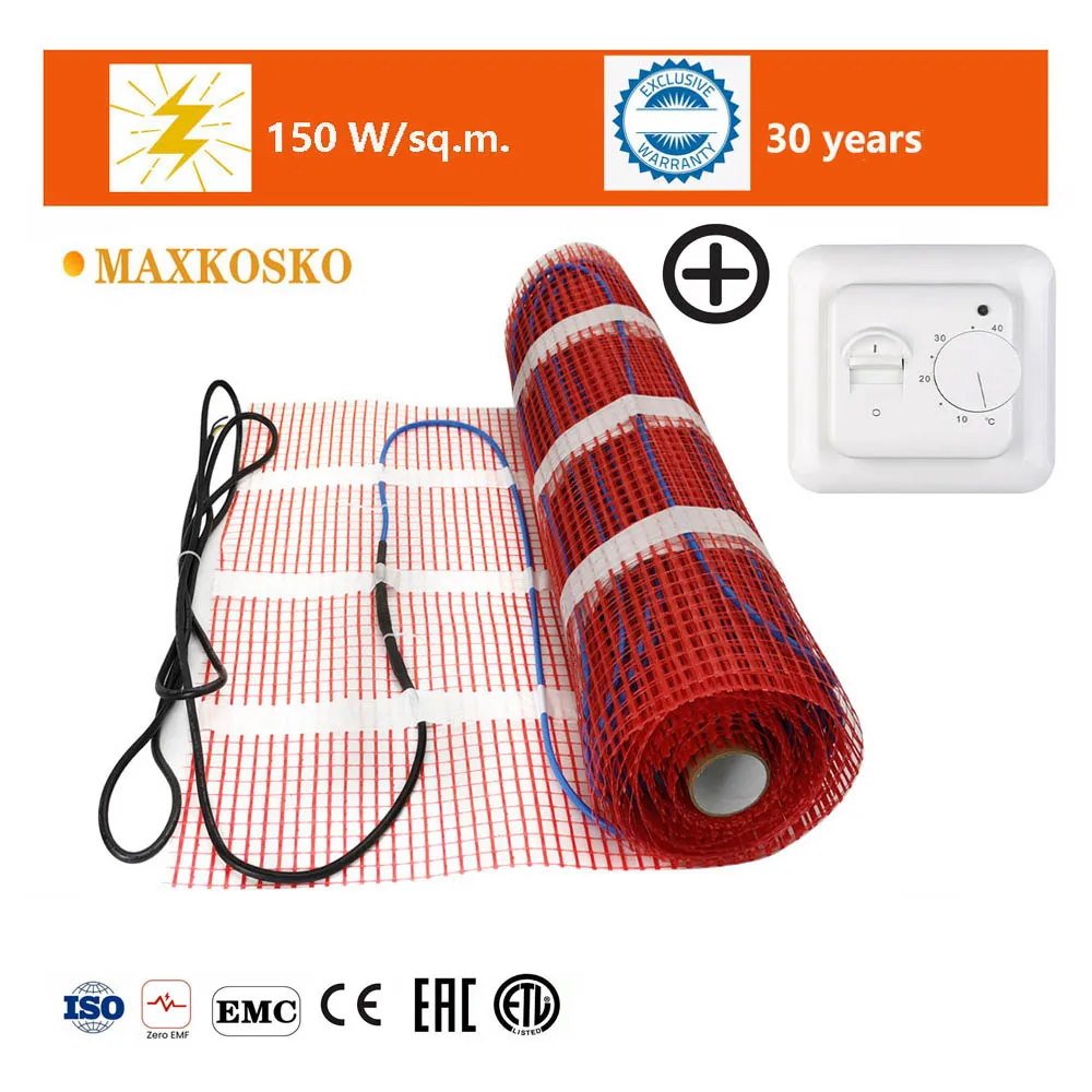 Warm floor cable electric with THERMOR RUGULATOR THEMOSTAT Electric Underfloor heating heating mat in screed under tile