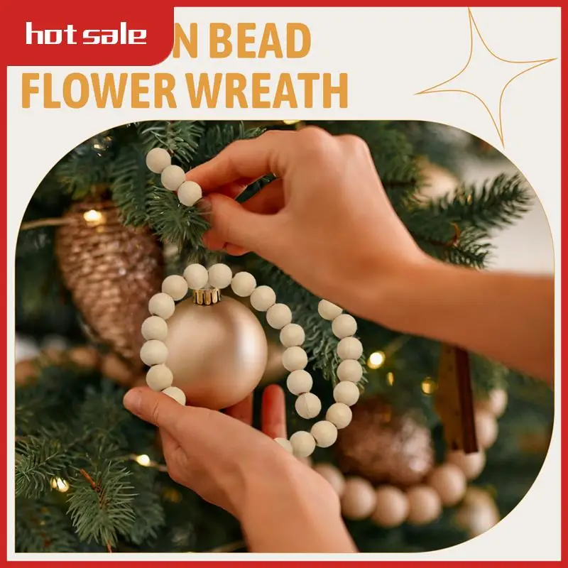 A33R-9 Foot Natural Wood Bead Christmas Garland Wooden Christmas Tree Garland Perfect For Rustic Natural Country Farmhouse
