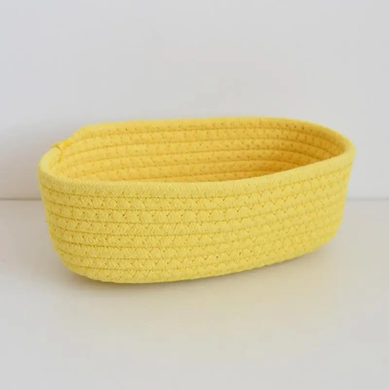 

E8BD Stylish Hand Woven Cotton Rope Storage Basket for Bathroom Decorative Desktop Sundries Toy Birthday Gift