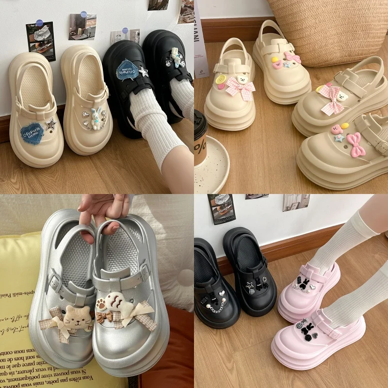 UTUNE 6.5 سنتيمتر ارتفاع الصيف صندل نسائي قباقيب مسطحة مع لطيف القط الصيد حذاء السحر إيفا لينة ومريحة تصميم حزام الظهر