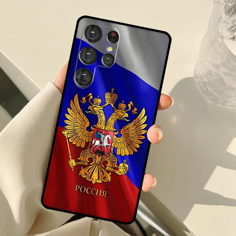 روسيا العلم الروسي شعار الحال بالنسبة لسامسونج غالاكسي S22 الترا S21 S20 S24 S25 الترا S9 S10 زائد S23 FE S25 FE الغطاء الخلفي #5