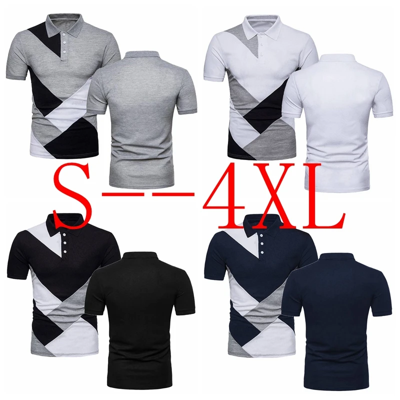 Streetwear Casual Men's Polo Shirts Sport TShirts Military Style Top Tees Jersey Bodybuilding Contrast Color Polos S-4XL