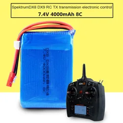 7.4V 4000mAh 8C 2S Rechargable Lipo Battery with charger for Spektrum TX DX9 DX8 DX7 DX6E Remote Controller Transmitter