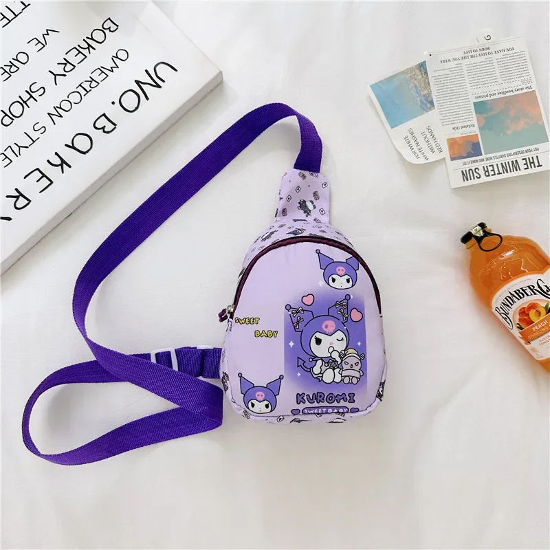 حقيبة صدر Cinnamoroll & Kuromi، حقيبة كتف كرتونية، حقيبة صدر خفيفة، حقيبة تخزين عصرية محمولة، محفظة للعملات المعدنية، حقيبة الهاتف المحمول