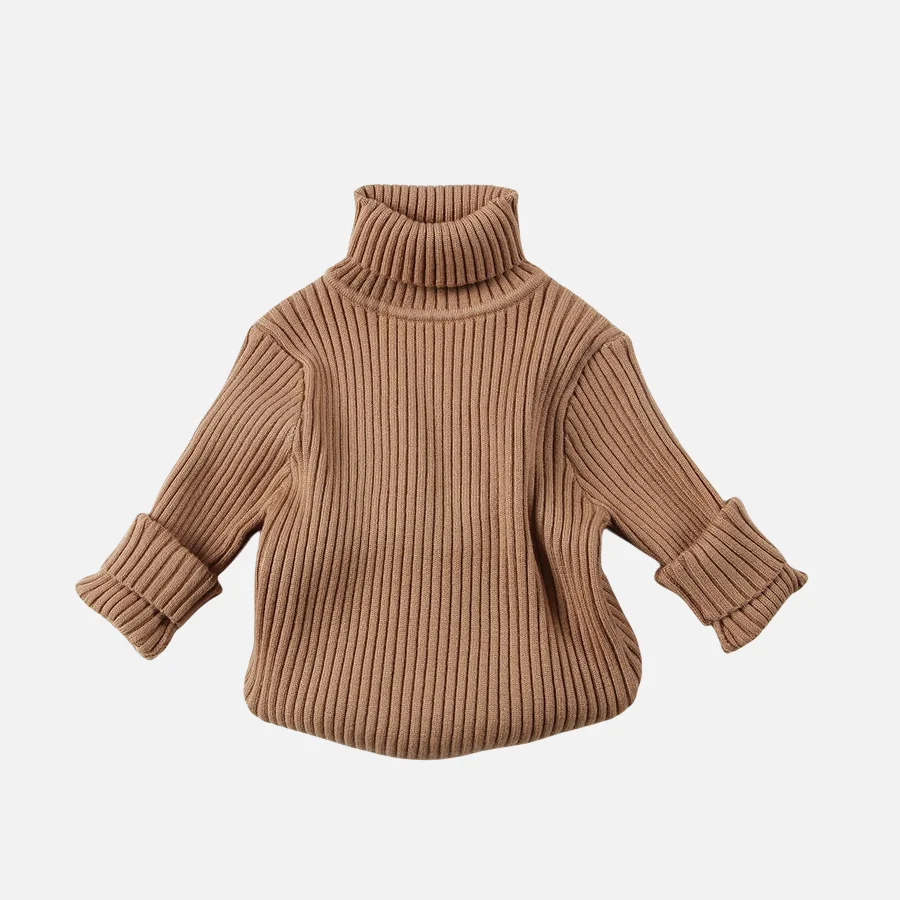 Autumn Winter Elastic Cotton Turtleneck Kids Knitted Sweaters for Girls and Boys Soft Striped Brief Children Undershirt Clothes