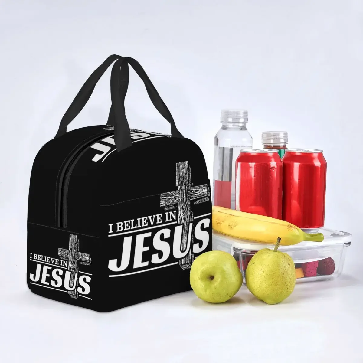 I Believe In Jesus Christ Lunch Bag Women Thermal Cooler Warm Insulated Cristianity Faith Lunch Box for Kids School Food Bags