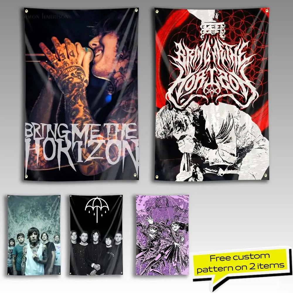 Oliver Sykes Bring Me The Horizon Flag Tapestry Banner for Bedroom Living Room Outdoor Camping Custom Supported