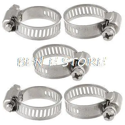 Stainless Steel Band Worm Gear Hose Clamp 16-25mm 7/11
