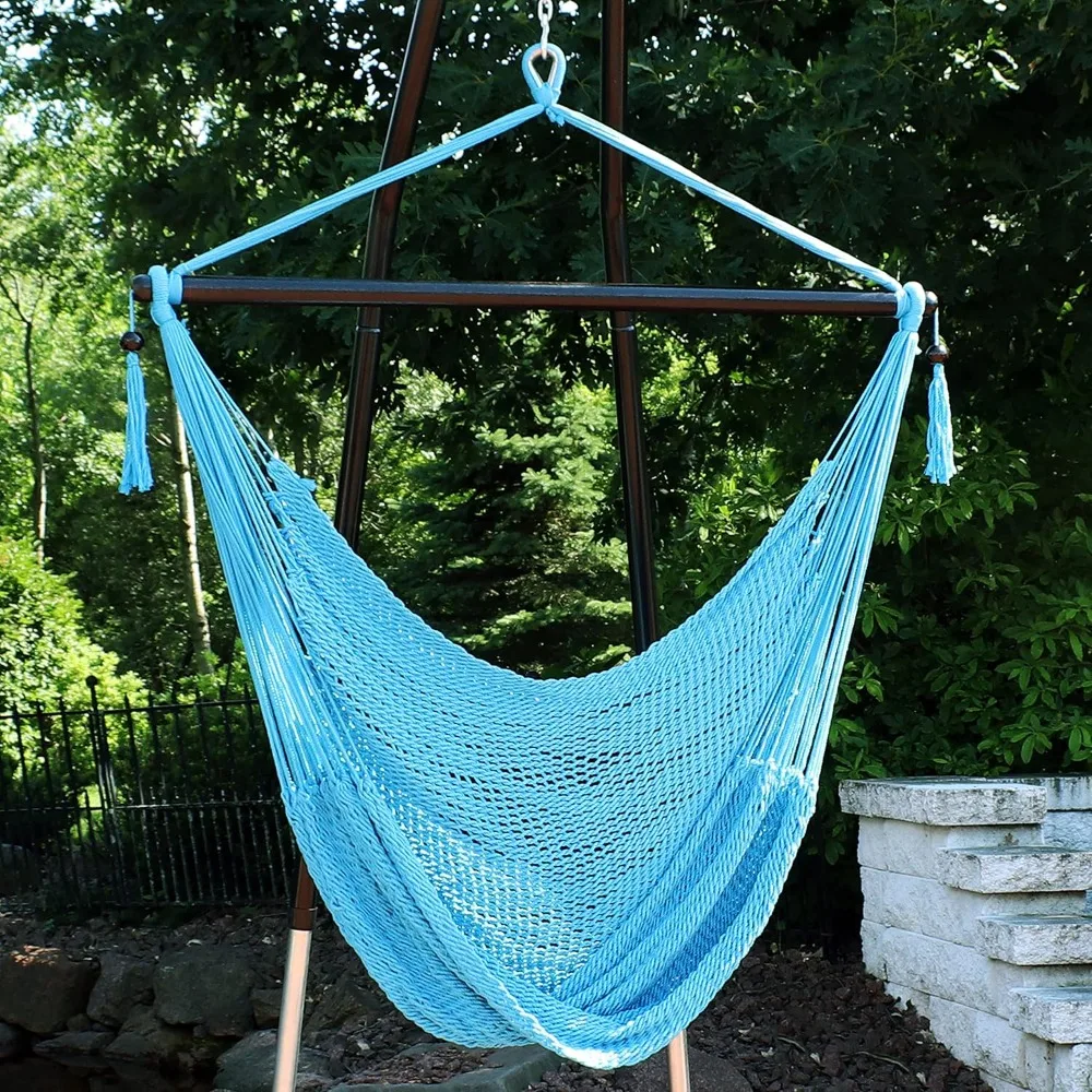 

Outdoor Caribbean XL Hanging Hammock Chair Swing - Soft-Spun Polyester Rope - 300-Pound Capacity