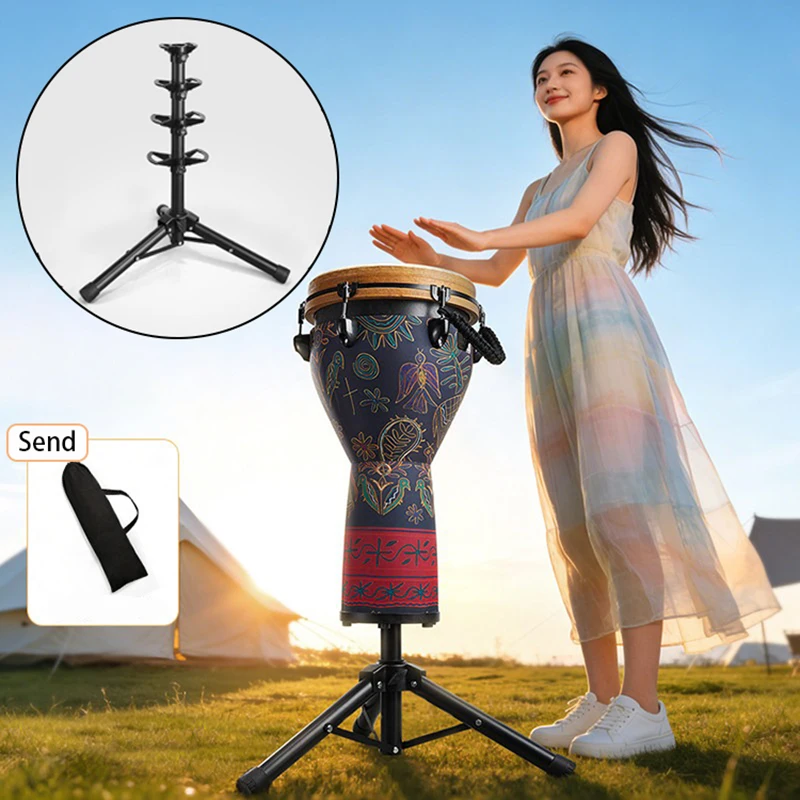 8-14 Inch African Drum Stand Adjustable Folding Portable Stand Triangular Hand Drum Holders Stable Percussion Instruments Parts