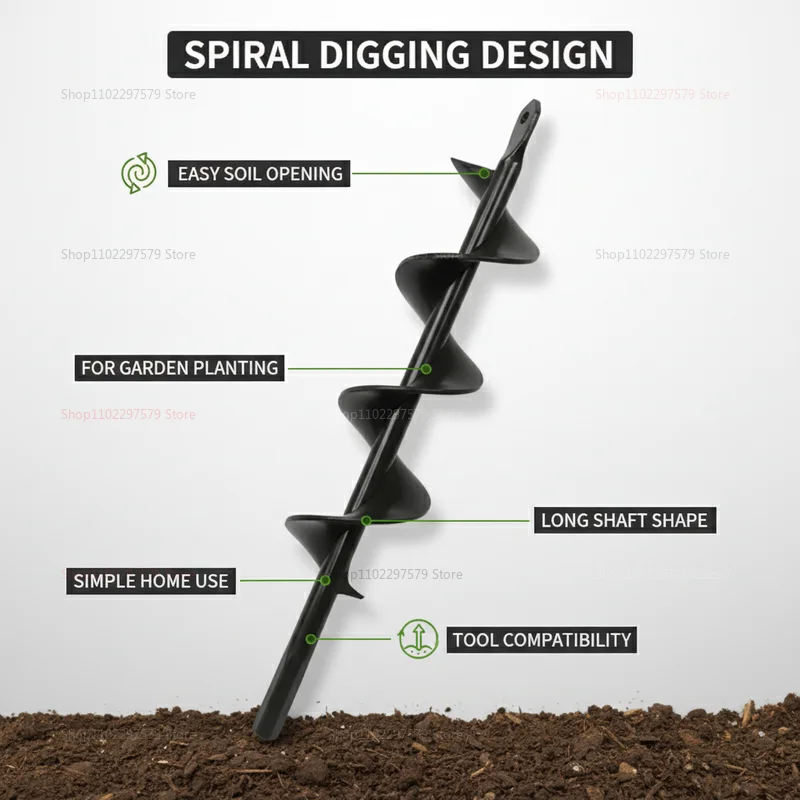 Garden Earth Auger Spiral Drill Bit for Planting Flowers Vegetables Soil Loosening Compatible with Manual Electric Drills