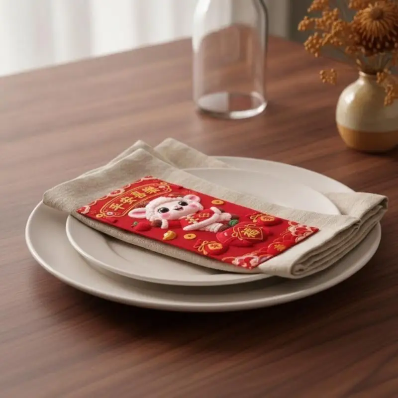 6Pcs Cartoon Goat 2027 New Year Red Envelopes Sheep Print Lucky Money Pouches for Spring Festival Party Supplies