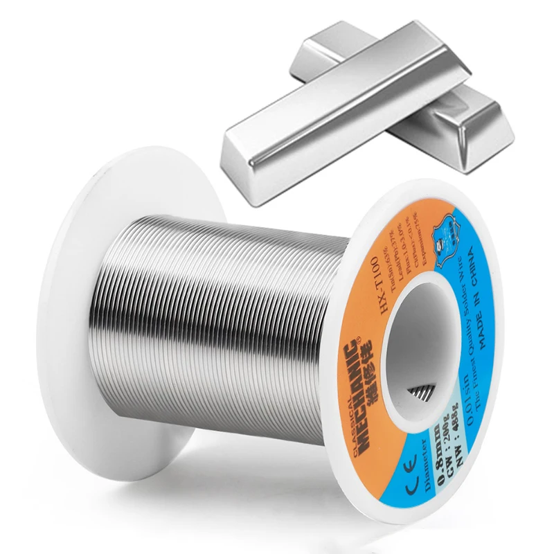 Filo per saldatura fine al piombo MECCANICO HX-T100 55G 183 ℃   63% Contenuto di stagno 0,3 0,4 0,5 0,6 0,8 1,0 1,2 MM Filo di stagno per saldatura ad elevata purezza