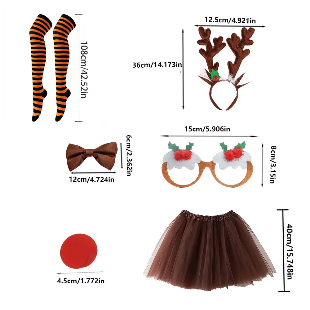 

PESENAR Christmas Reindeer Costume Accessories Reindeer Headband and Other Products, Role-playing Costumes Halloween Christmas