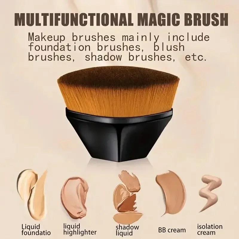 1Pc Kabuki Bruiningsborstel Met Siliconen Reinigingspad - Draagbare, No-Mess Foundation & Zelfbruiner Applicator Voor Gezicht En Lichaam