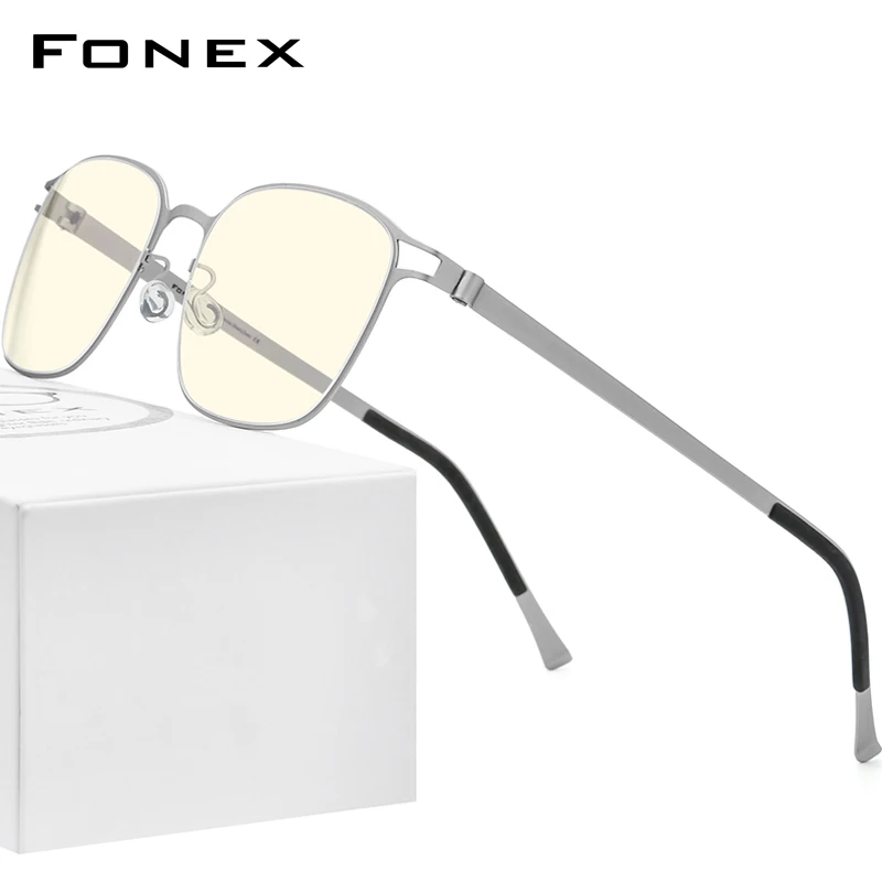 FONEX Anti Blue Light Blocking Glasses Women 2021 New Square UV Rays Filter Computer Gaming Screwless Eyeglasses Eyewear FAB020