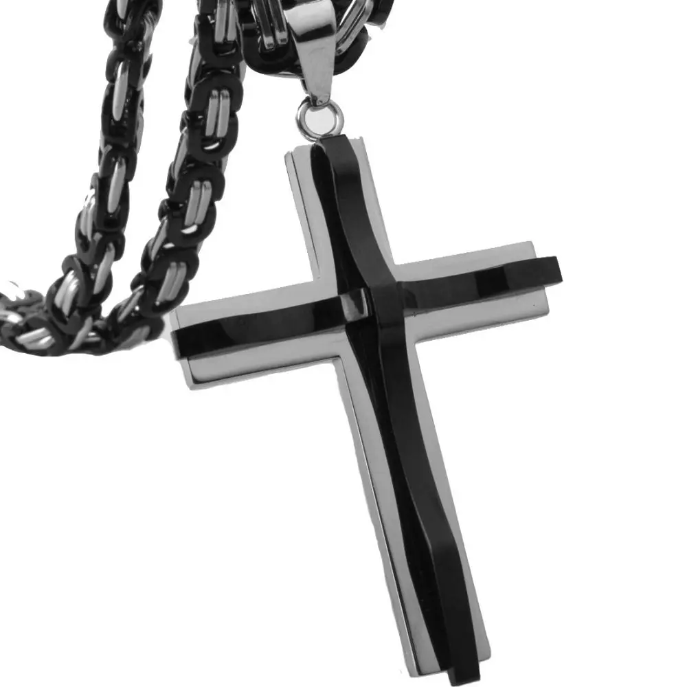 

Titanium Steel Cross Necklace Retro Luxury Catholic Jewelry Accessories Lightweight Religious Crucifix Pendant Chain Women
