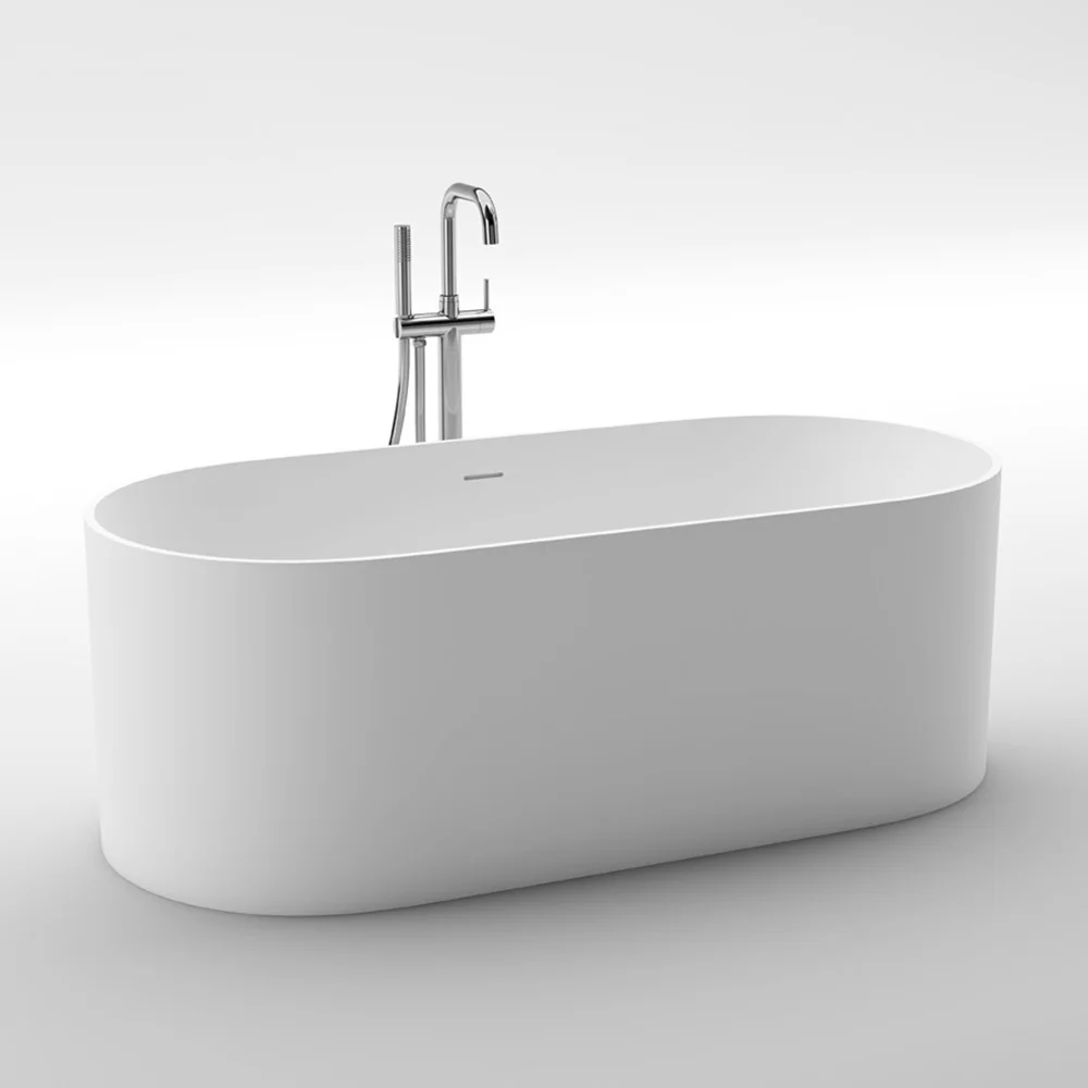 

Ванная комната проекта отеля, ванна из искусственного камня 1,65 м, отдельно стоящая искусственная матовая белая каменная ванна