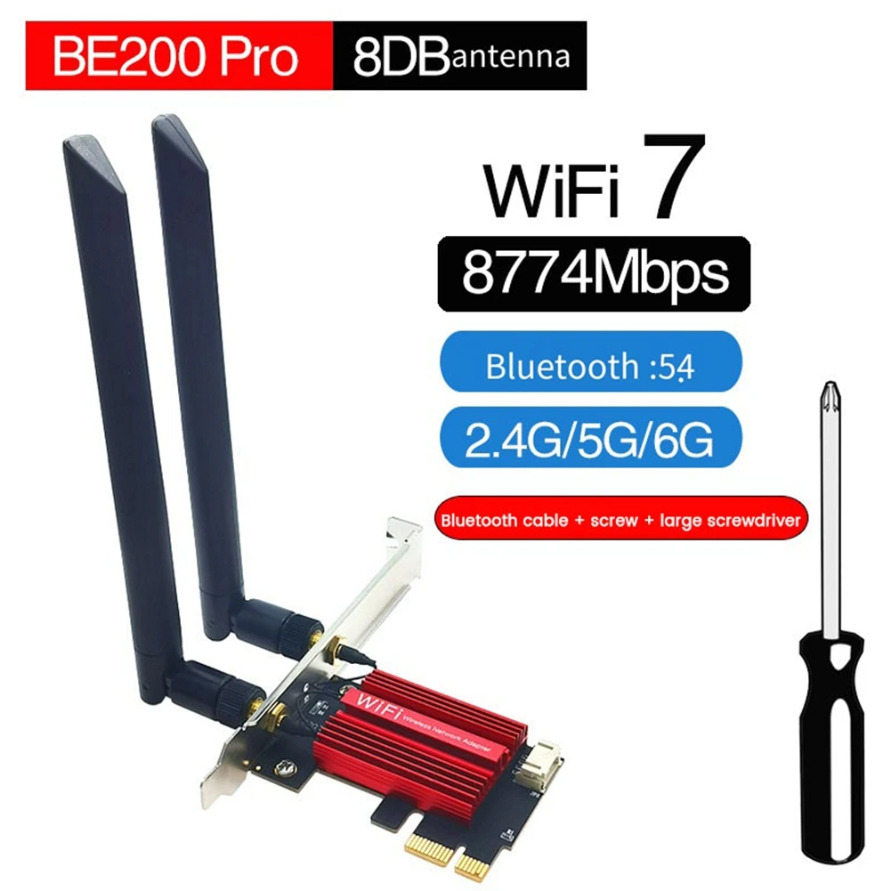 Y03A WiFi 7 BE200 Pro Pcie Draadloze Netwerkadapter BT5.4 Tri Band 2.4G/5G/6GHz Draadloze BE200 WiFi Kaart voor Win11 Linux