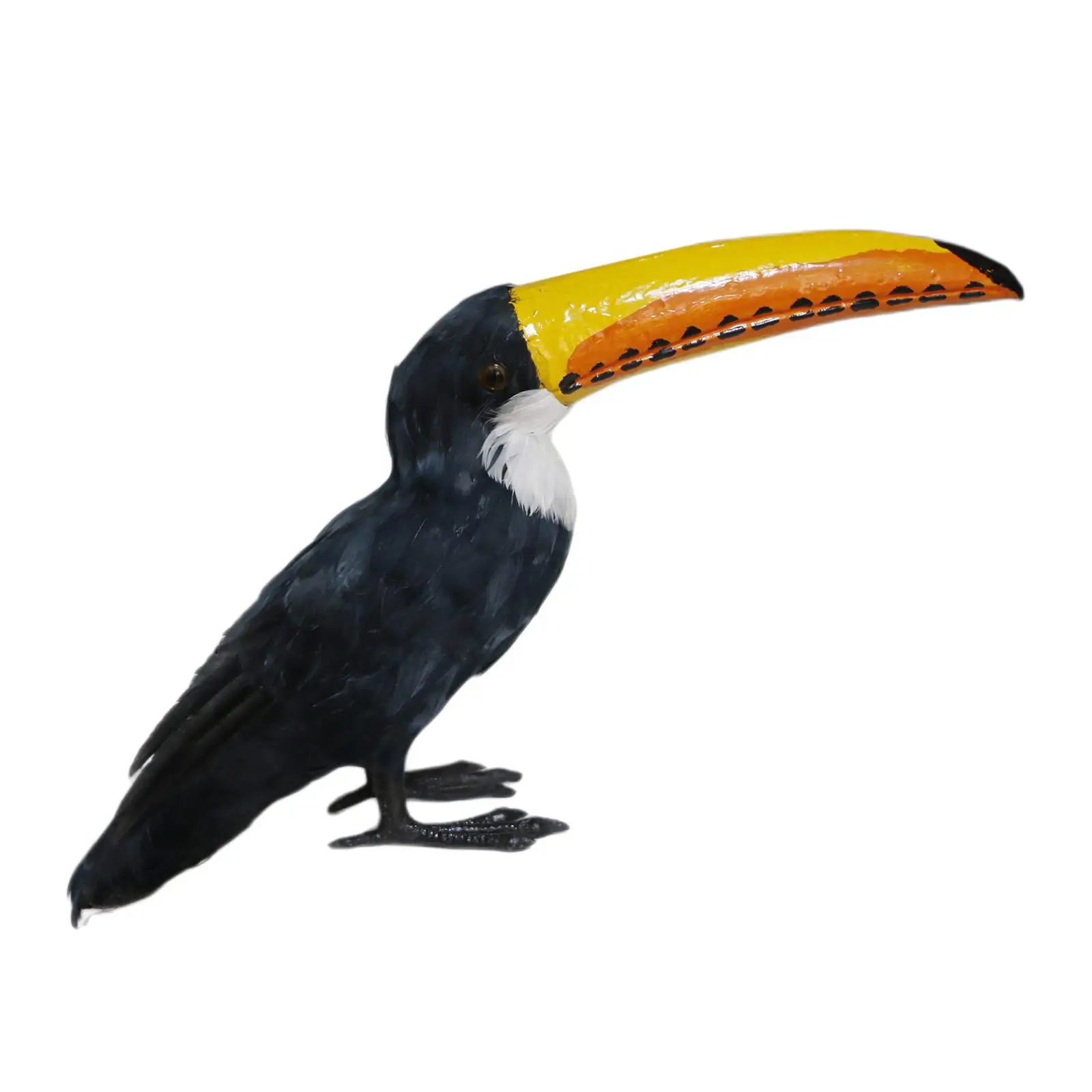 Lifelike Toucan Figurine with Real Feather and Foam Mouth for Garden Shelf Tabletop Home Decor