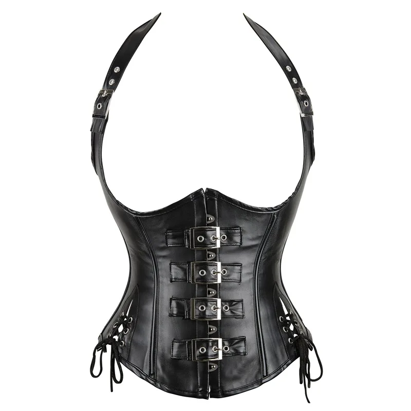 

Woman Steampunk PU Leather Bustier Corset Elegant Tank Top Slimming Waist Vest Corset Body Shapewear Gothic Punk Fitted Corselet