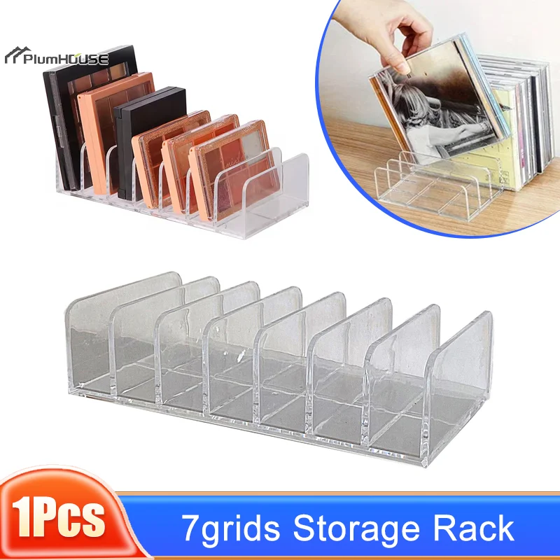 7-Grid Multifunctional Storage Rack Eyeshadow Palette Pressed Powder Cosmetics Organizer Box CD Holder Card Display Rack