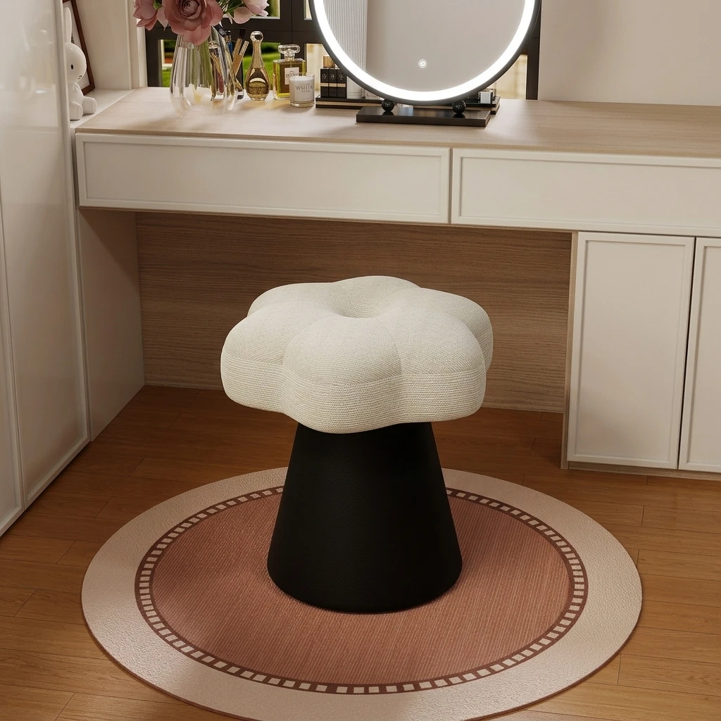 Custom High-end Light Luxury Wood Chenille Upholstered Swivel Makeup Stool For Home Walk-in Closet Bedroom Vanity Girls Stool