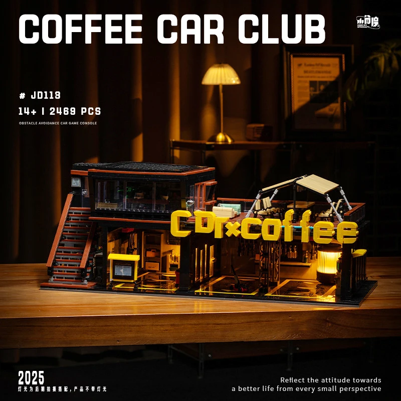 

Large Car Repair Shop Street View Coffee Club, ABS Assembled Building Block Model,Puzzle Toy Gift For Teenagers And Adults,XT271