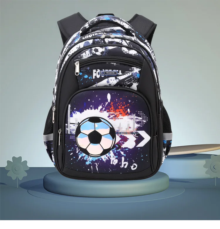 Cartoon Futebol Imprimir Schoolbags para adolescente, meninos e meninas, impermeável, grande capacidade, mochilas infantis, sacos de livro de estudante primário