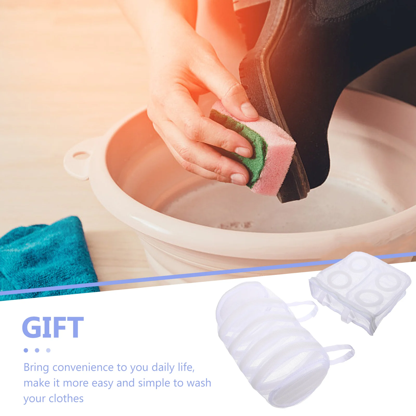 

2pcs Shoe Wash Bags Polyester Mesh Cotton Non Deformable Strength Suture Hygienic Laundry Differentiate Shoes Washing