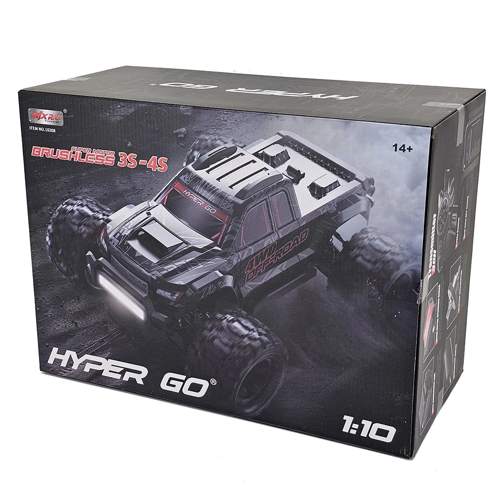 Camion per veicoli brushless Hyper Go 10208 V2, fornito con batteria Lipo 3S 5200mAh, ESC 100A, programmazione APP, auto MJX 1/10 RC