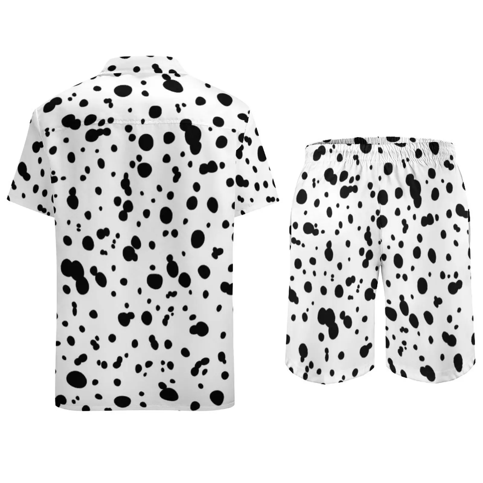 Dalmatian Spot Men Sets Animal Dots Print Casual Shorts Beach Shirt Set Summer Retro Suit Short-Sleeve Plus Size