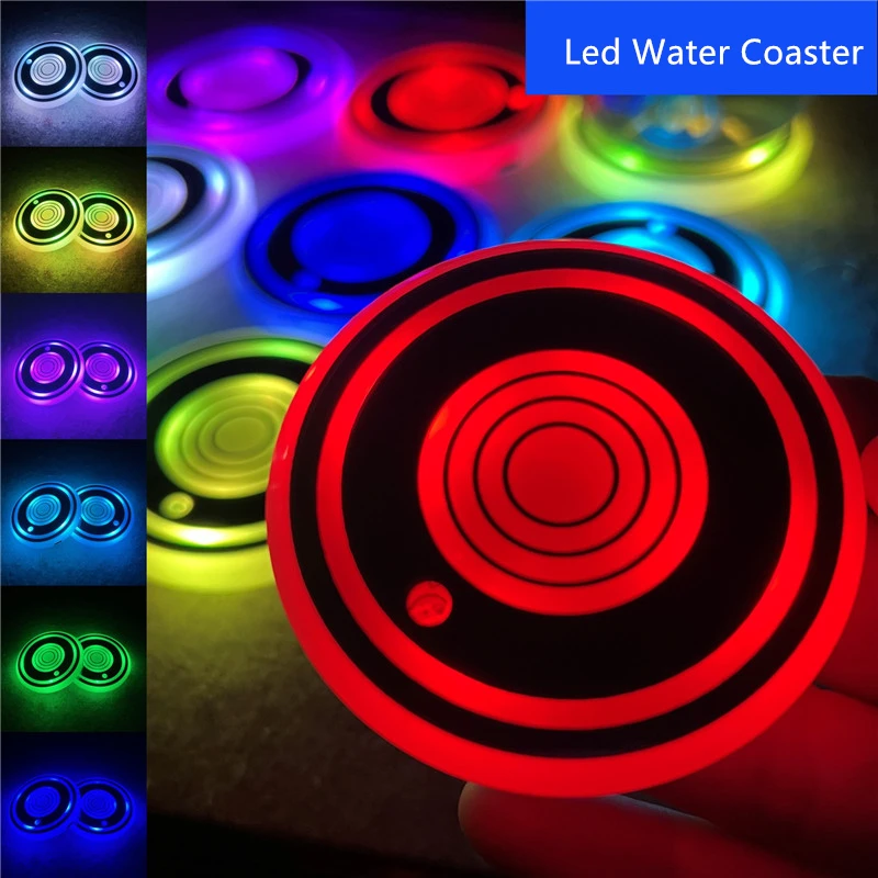 50Sets Led Auto Cup Coaster Mat Light 7 Colors RGB Luminous Atmosphere Decoration Holder Usb Charging Car Water Pad