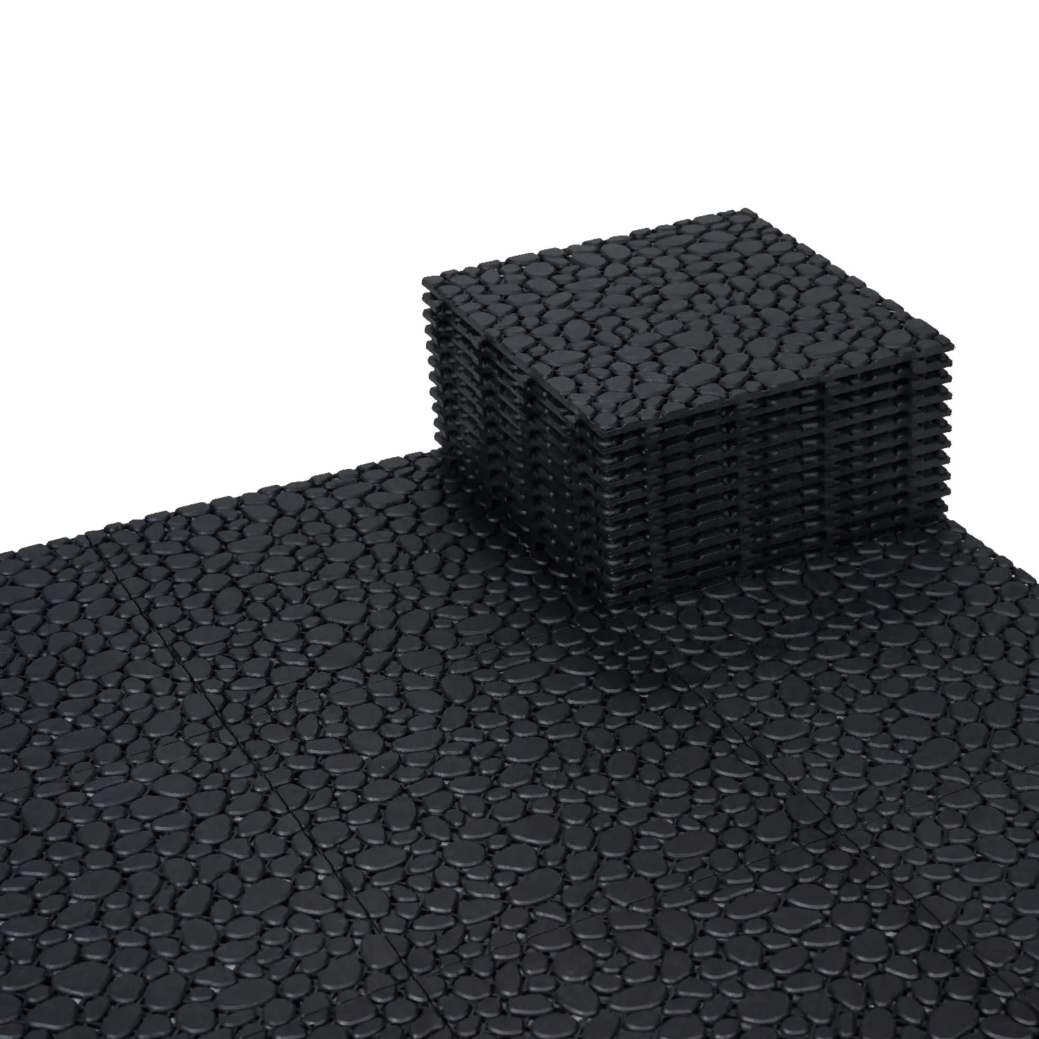 Plastic Interlocking Cobbled Stone Tile, 12