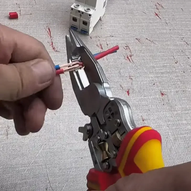 9 in 1 Multifunction Wire Stripper Foldable Wire Cutter Electrician Stripping Plier for Cutting Crimping Clamping Twisting
