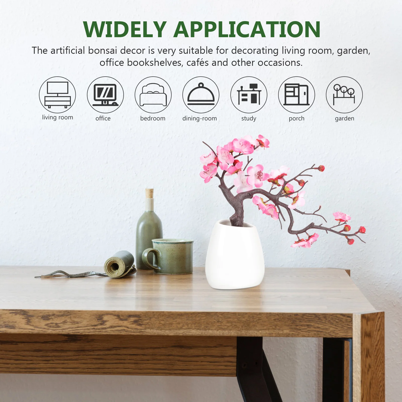 

Simulated Plum Blossom Bonsai Artificial Flowers Blossoms Dried Potted Arrangement Faux Grain of Sand Fake Plant