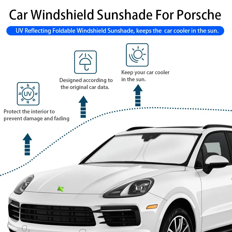 Summer Car Windshield Sunshade Cover Folding Sun Shade Visor UV Protection Accessories For Porsche Cayenne Macan 718 Panamera