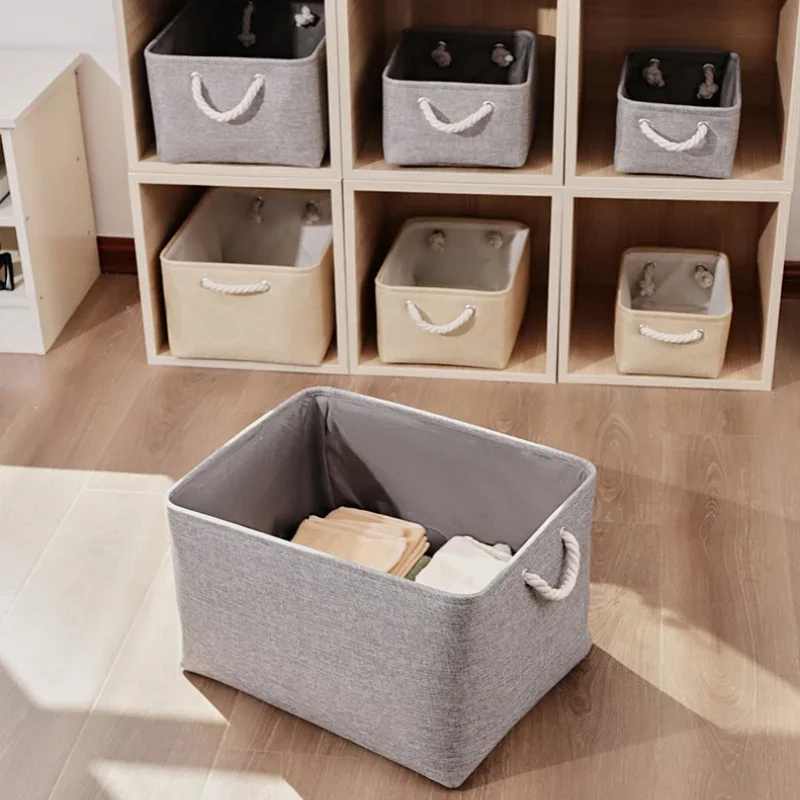 Foldable Storage Basket Large Capacity Clothes Storage Bag Linen Storage Box with Handle Toy Storage Sundries Sorting Basket