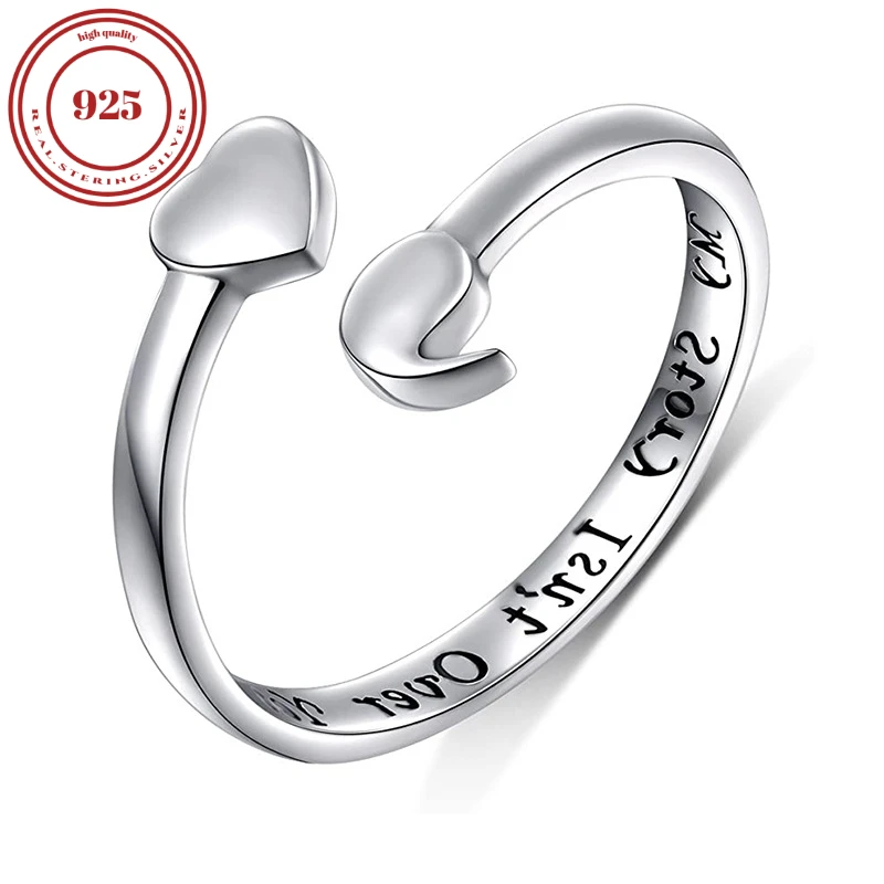 S925 elegant silver ring for men and women - unique comma and heart design, adjustable fit, light weight and everyday comfort.