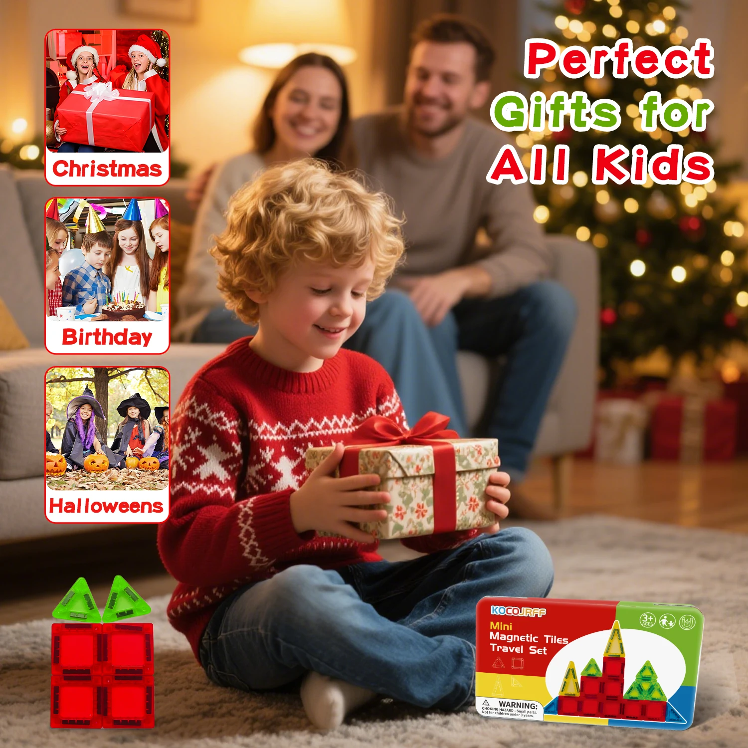 26/56 قطعة لعبة مكعبات بناء مغناطيسية صغيرة، لعبة بناء تخزين محمولة، عيد الشكر، هدية عيد الميلاد، لصالح الحفلات