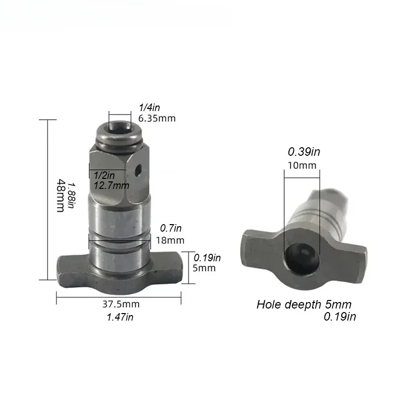 2in1 Power Impact Wrench Anvil Adapter Driver Converter Shaft Spindle Attachment 1/2 Square Socket To 1/4 Hex Electric Tool Part