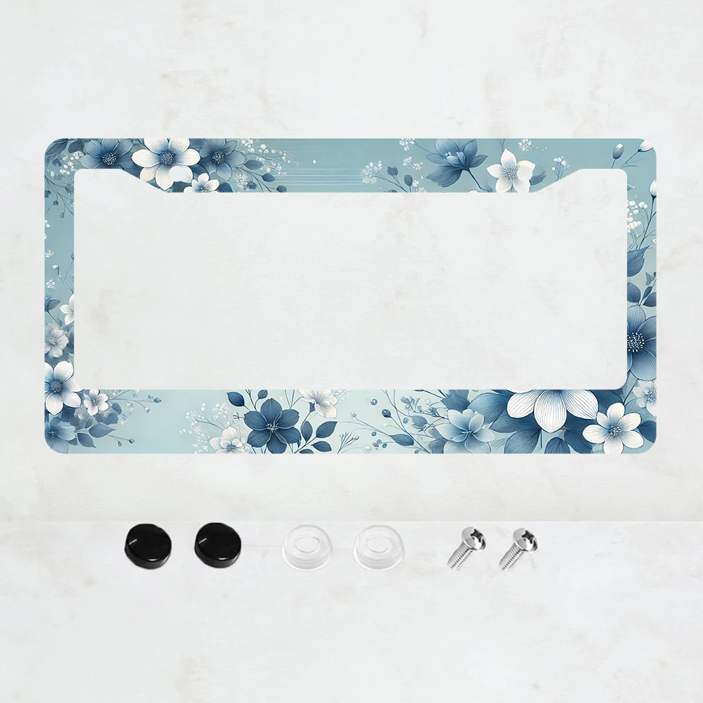 

Алюминиевые рамки номерного знака синего гибискуса, размер 12x6 дюймов, универсальные совместимые, декоративные автомобильные аксессуары с винтами