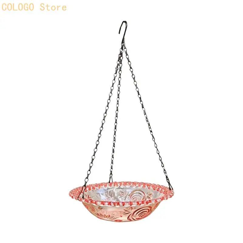 Modern Hanging Bird Bath Water Bowl For Patios Deck Backyard Wildlife Watching D0LD