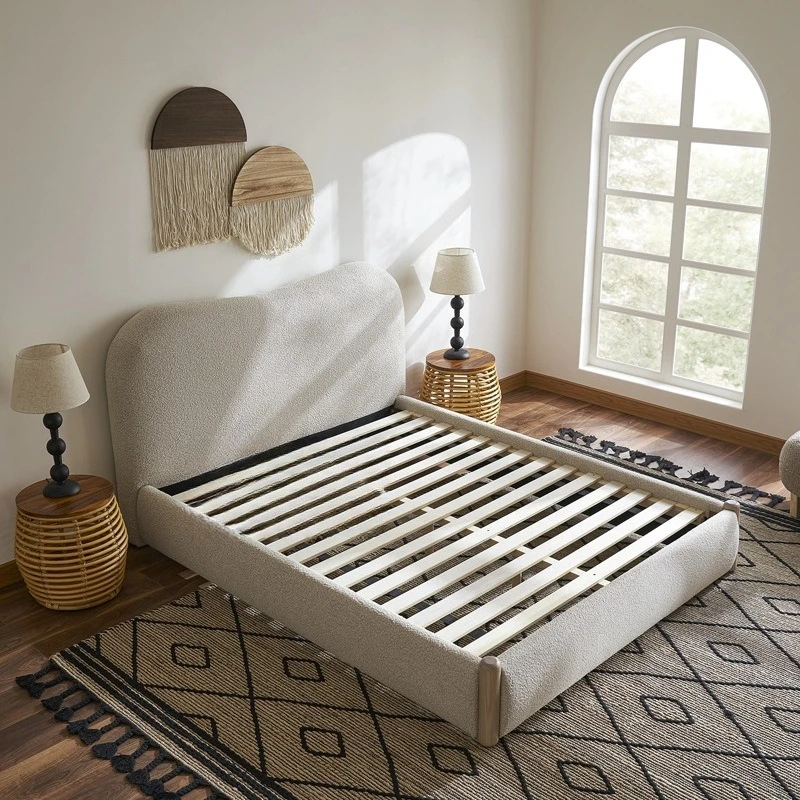 Bedroom 1.8 meters fabric bed French master bedroom hotel simple designer double bed
