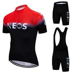 INEOS Summer Pro Bicycle Team Short Sleeve Maillot Ciclismo Men's Cycling Jersey Sets Summer Breathable Cycling Clothing Suit