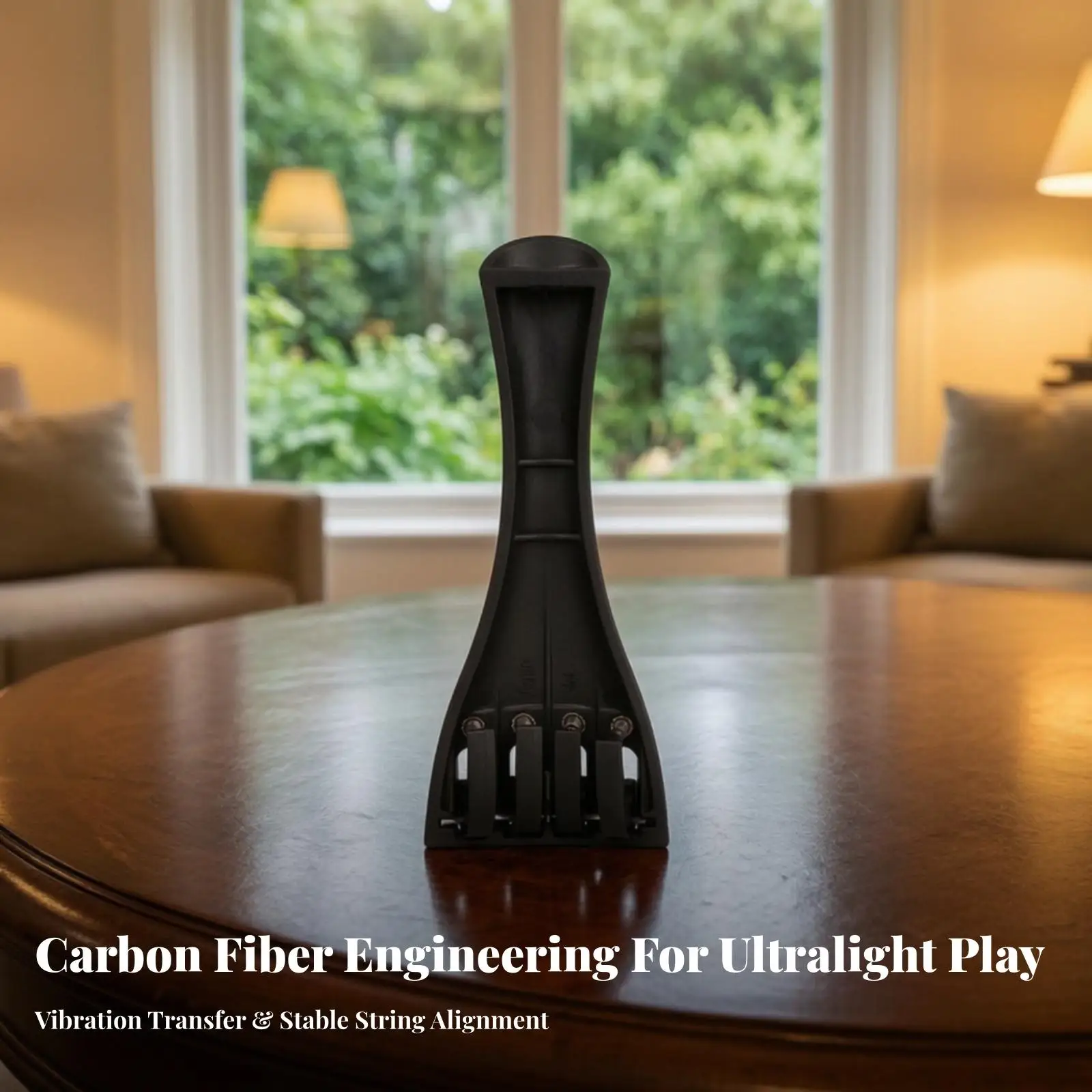 4/4 Violin Tailpiece with Built in Fine Tuners Graphite Carbon Fiber Black Hardware Upgrade