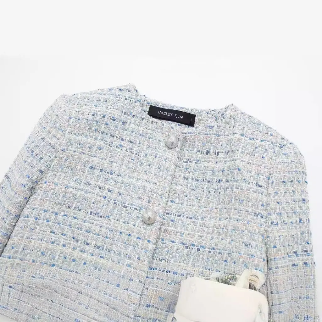 

Women's Casual round Neck Short Jacket Spring/Fall Fashion European American Style Texture Print Clothing
