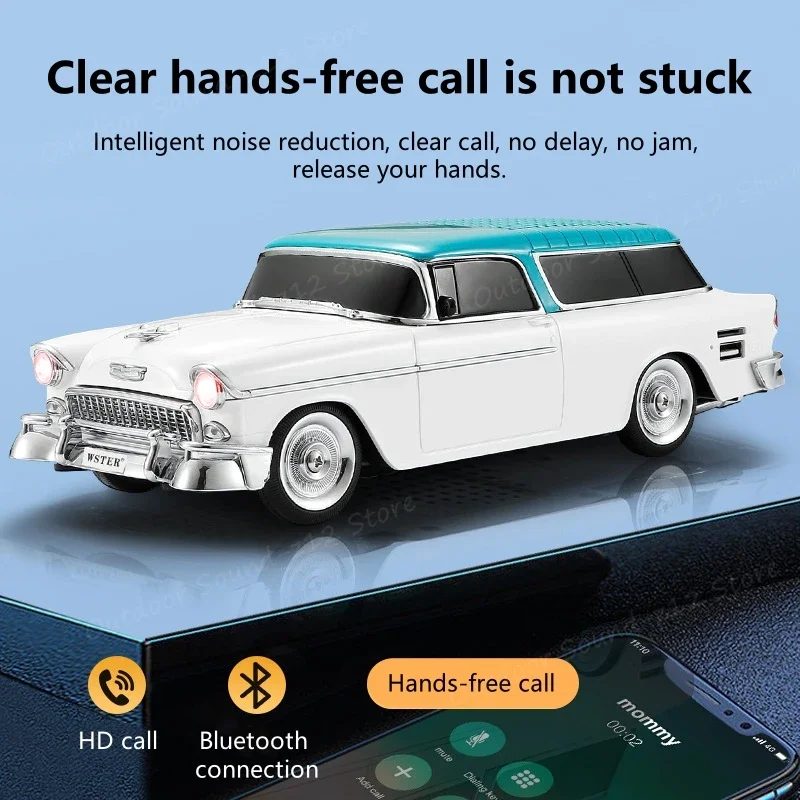 WS-1955 Retro Chevrolet Bezprzewodowe głośniki Bluetooth w kształcie samochodu Obsługa odtwarzania TF USB FM AUX ze światłem LED Ładowanie typu C